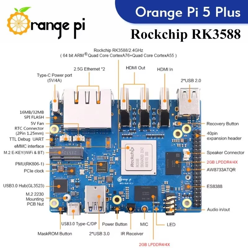 2026 Pi 5 Plus 4 8 16 32GB RAM - Orange Pi 5 Plus 32Gb reseña y precio