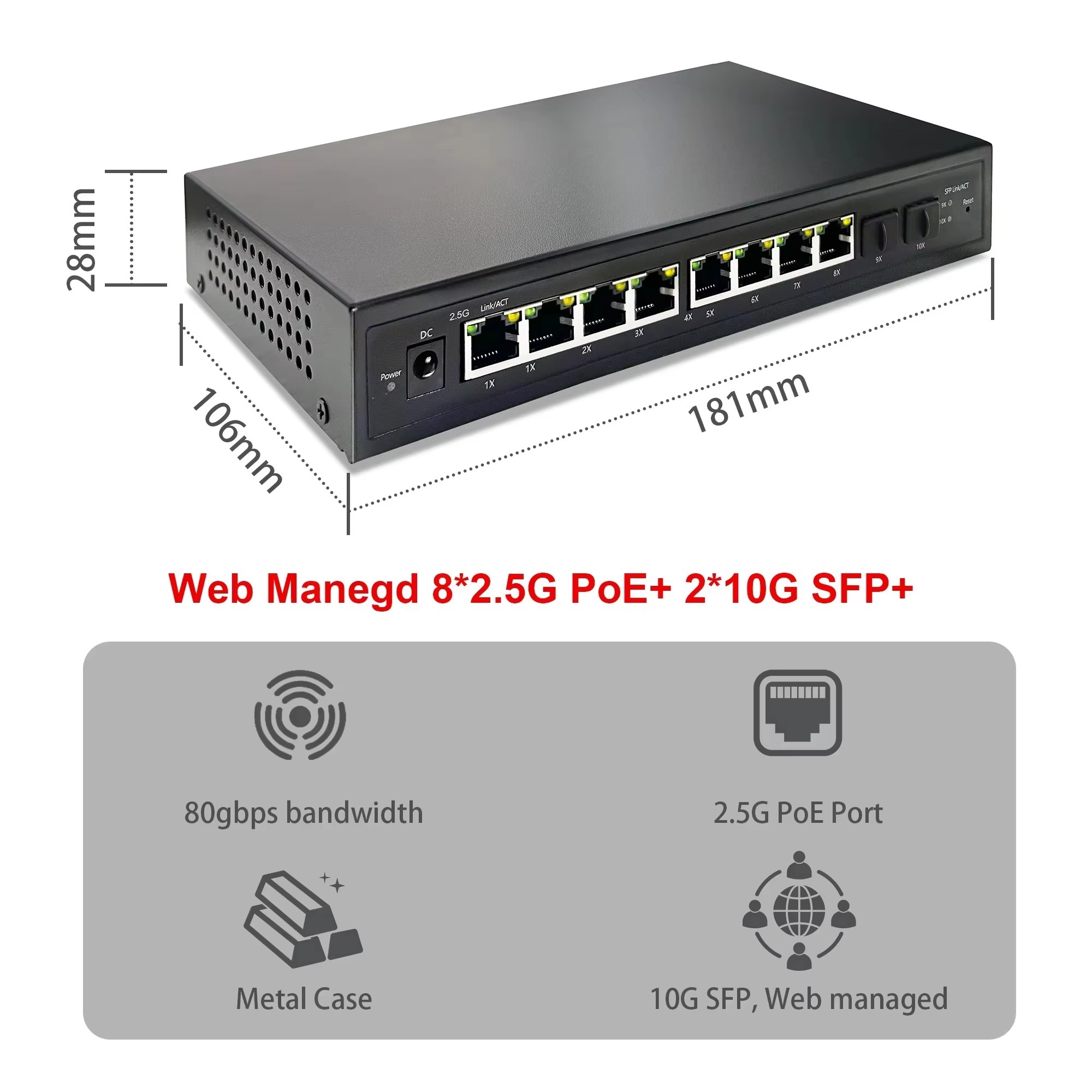 Switch PoE Inteligente de 2.5G - Sfp+ 10G Managed Switch 8 Port reseña y precio